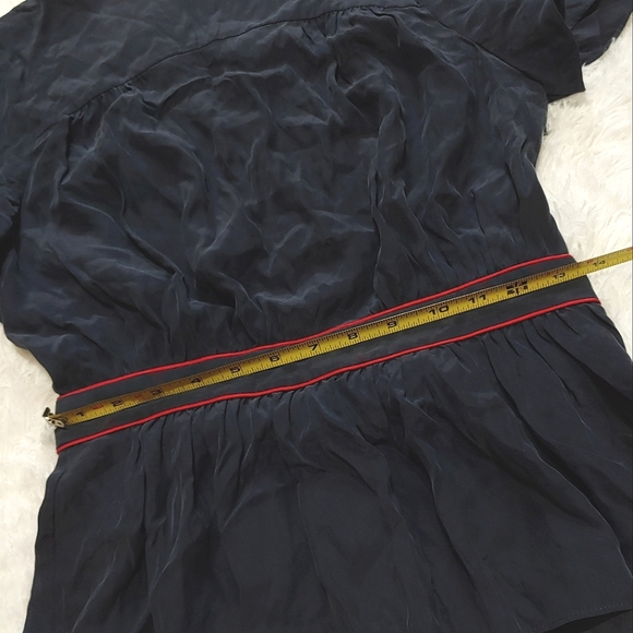 ⬇️Price Drop! Frame 100% Silk Peplum Top - Navy Blue/Red - Picture 12 of 13